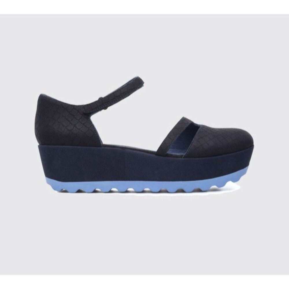 Camper Womens Laika Chunky Platform Wedge Sandals Blue Leather EU 38 US 8